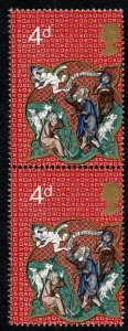 GB 1970 Christmas 4d. PERFORATION SHIFT vertical pair