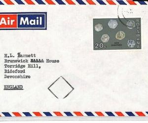 CE212 Botswana *DIAMONDS* 20c Stamp 1974 Minerals Commercial Air Mail Cover