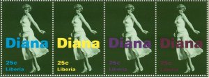 Liberia 1997 Tribute to Princess Diana Strip of 4 Perforated MNH