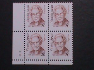 ​UNITED STATES 1994 SC#2179 VIRGINIA APGAR-PHYSICIAN-MNH IMPRINT PLATE  BLOCK-