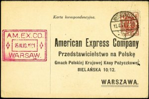 Poland Stamps 1921 Pre-Print American Express Postal Card