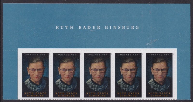 US 5821 Ruth Bader Ginsburg F header strip 5 MNH 2023