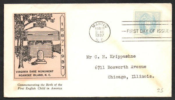 US #796 Color Cachet First Day Cover, Linprint, nice and fresh,   EST $20-25.00