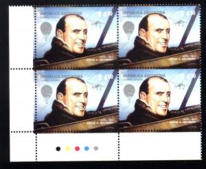 ARGENTINA 2014, AVIATION AIRPLANE PILOT JORGE NEWBERY BLOC OF 4 Yv3036 MNH