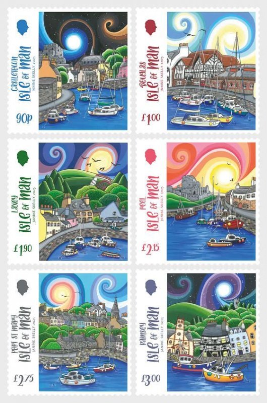 Isle of Man - Postfris/MNH - Complete set Harbours 2025