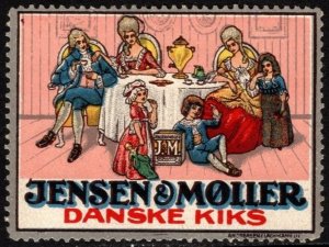 Vintage Denmark Poster Stamp Jensen Moller Danish Biscuits