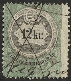 AUSTRIA HUNGARY 1870  12kr Military Border Revenue Barefoot #34 Used vf