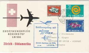 Switzerland 1961 1st Flight Boeing Jet Zurich-Santiago LH Stamps Cover Ref 28720