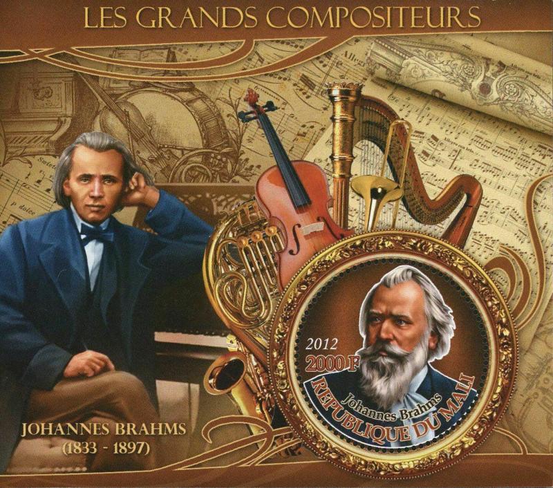 Famous Composer Johannes Brahms Music Sov. Sheet of 2 Stamps MNH