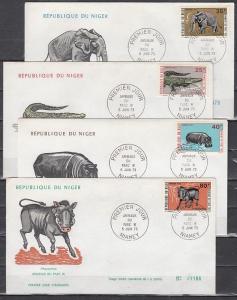 Niger, Scott cat. 273-276. National Park issue on 4 First day covers. ^