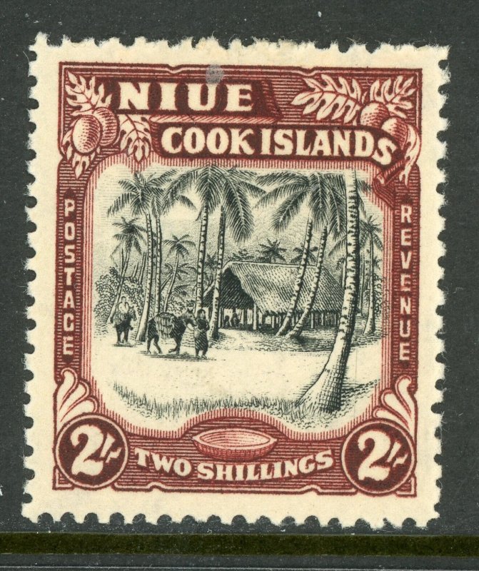 British Colony 1938 Niue Cook Islands 2' Village Scene Scott #74 Mint Z606