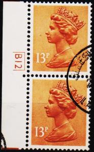 Great Britain. 1984 13p(C.band) Pair. S.G.X900 Fine Used