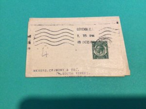 GB King George V Half penny green newspaper wrapper used  A10593