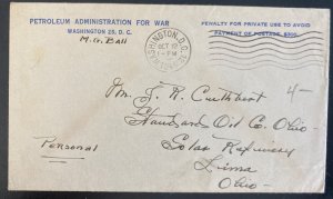 1943 Washington DC USA Petroleum Administration For War Cover To Standard Oil