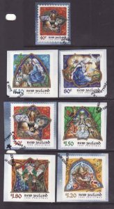 New Zealand-Sc#1608-14- id9-used set from FDC-Christmas-1999-