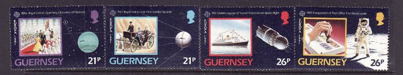 Guernsey-Sc#449-52-unused NH set-Europa-Space-Sputnik-Man on Moon-1991-