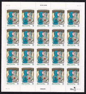 1998 Share Life - Organ and Tissue Donation 32c Sc 3227 MNH full sheet of 20