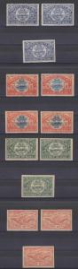COSTA RICA 1920-36 OFFICIAL SEALS Yvert TR1-4 (13x) FULL SETS PERF & IMPERF MINT 