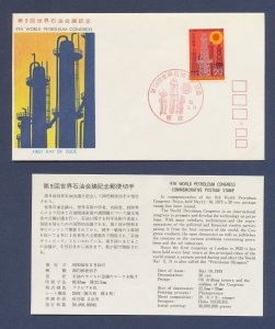 JAPAN - Scott 1213 - FDC - Refinery -  Oil, Petroleum Congress - 1975