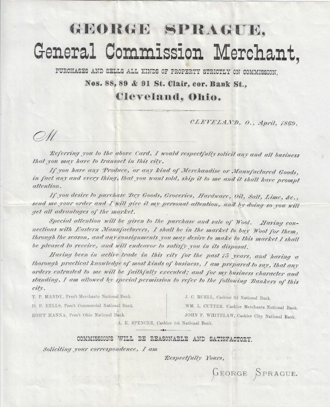 1869 - Commission Merchant Mail Advertising - Ephemera 1052