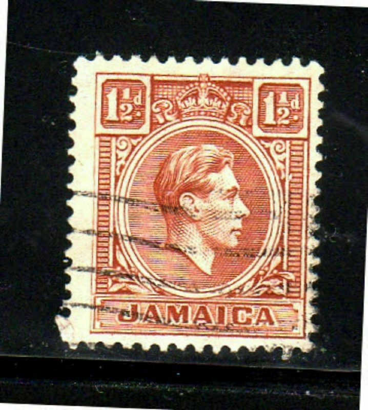 JAMAICA #118  1938 1 1/2p  KING GEORGE VI     F-VF USED