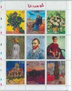 Tajikistan 1999 VINCENT VAN GOGH Paintings Sheet Perforated Mint (NH)