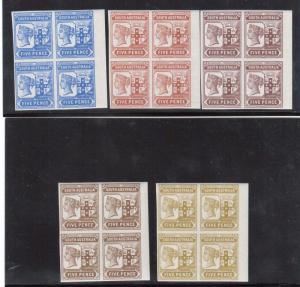 South Australia #110 XF/NH Imperf Blocks Variety In Five Different Bright Colors