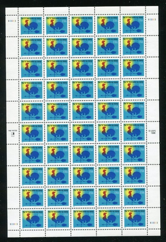 Sc 3258 H Rate Make Up Stamp Sheet of 50 Weather Vayne  1¢ Non Denominated