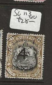 NORTH BORNEO  SG113  4C/6C  ARMS     VFU      P0110B H