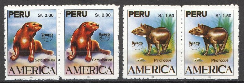 B0674 1993 Peru Fauna Wild Animals America Upaep 2Set Mnh