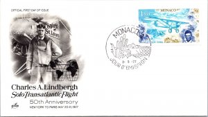 Monaco 1977 FDC - Charles Lindbergh Solo Transatlantic Flight - F33196