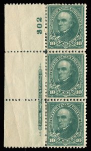 United States, 1894-95 #273 Cat$410, 1895 10c dark green, vertical Plate No. ...