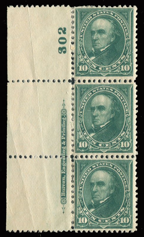 United States, 1894-95 #273 Cat$410, 1895 10c dark green, vertical Plate No. ...