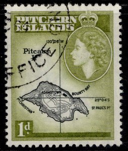 PITCAIRN ISLANDS QEII SG19a, 1d black & yellow-olive, VERY FINE USED. Cat £25.