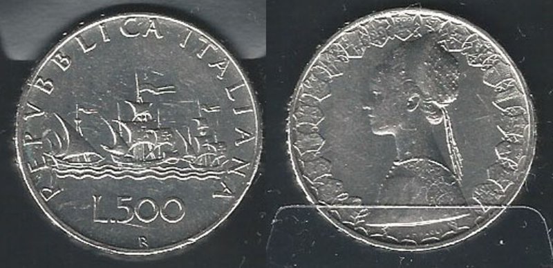 1965 Italia Lire 500 Caravelle argento FDC