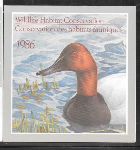 Canada Just Fun Covers #FWH2 MNH 1986 Wildlife Conservation Booklet (my2926)