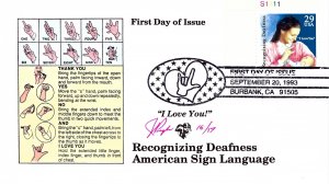 Important Plate# Pugh Designed/Painted Recognizing Deafness FDC...16 of ONLY 17!