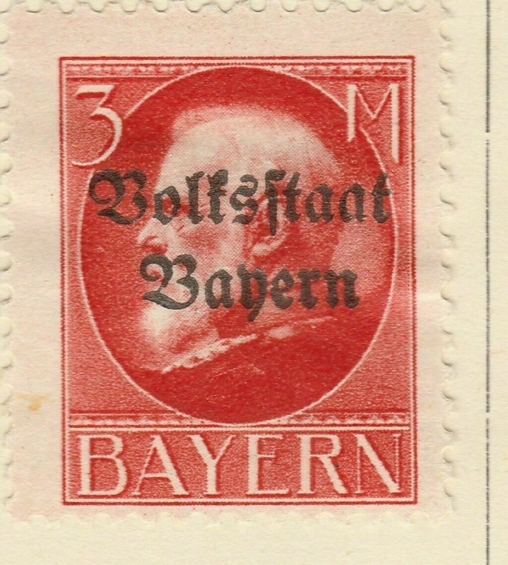 A6P12#84 German States Bavaria 1919 optd 3m mh*