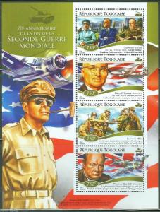 TOGO    2015  70th ANN OF THE END OF WORLD WAR II FDR  CHURCHILL  SHEET  MINT NH