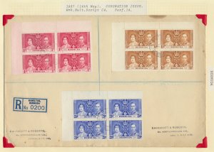 Bermuda SG 107-109 Coronation blocks Cover SC# 150- 117 see details & scans