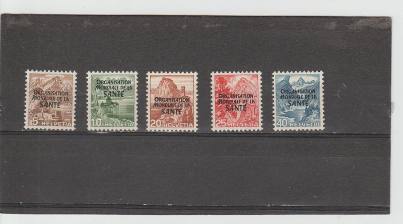 Switzerland  Scott#  5O1-5O5  MH  (1948 WHO Overprinted)