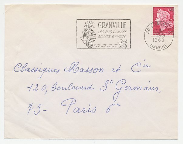 Cover / Postmark France 1969 Seahorse - Starfish