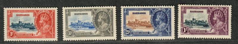 Barbados Sc#186-189 M/NH/VF, Complete Set, Silver Jubilee, Cv. $45