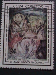 ​CUBA-1971 PAINTING IN NATIONAL MUSEUM- JUMBO LARGE- USED STAMPS VERY FINE