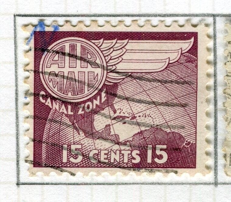 CANAL ZONE; 1951 early AIRMAIL issue fine used 15c. value