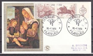Italy, Scott cat. 1231-32. Scout`s Patron Saint. Silk Cachet, First day cover. ^
