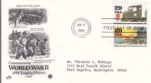 1994, WW2, Red Ball Express, Leyte Gulf, Artcraft/PCS, FDC (D15497)