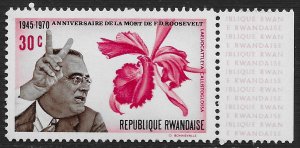 Rwanda #382 30c Franklin D Roosevelt and Orchid ~ MNH