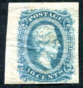 1864 Confederate #12 10¢ Jeff Davis Margin Left  MH