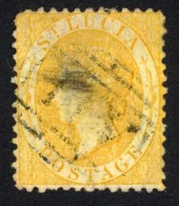 St Lucia SG12 (4d) yellow perf 12.5 Cat 50 pounds